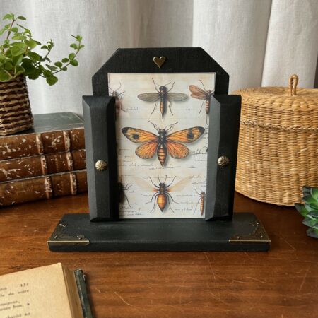 Cadre porte photo en bois, patiné en noir