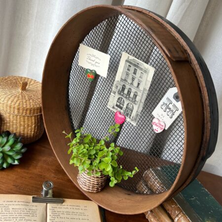 Tamis rond ancien en bois & noir