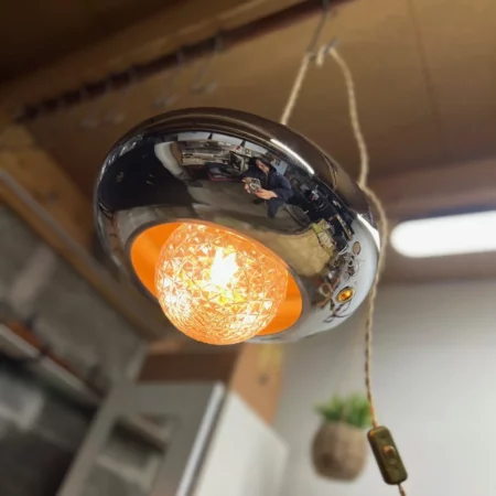 Luminaire vintage upcyclé chrome & doré "Spoutnik"