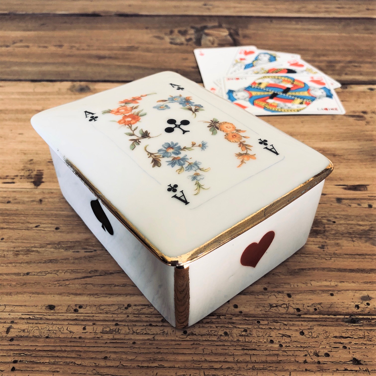 Boîte en porcelaine pour cartes à jouer - Ma valise en carton