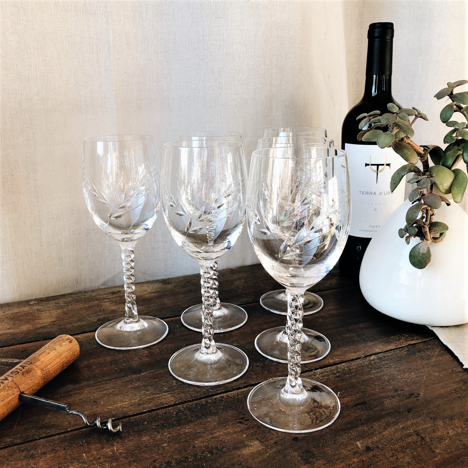 2 lots dispo 6 verres à vin blanc cristal d'Arques modèle FLEURY taille épi 