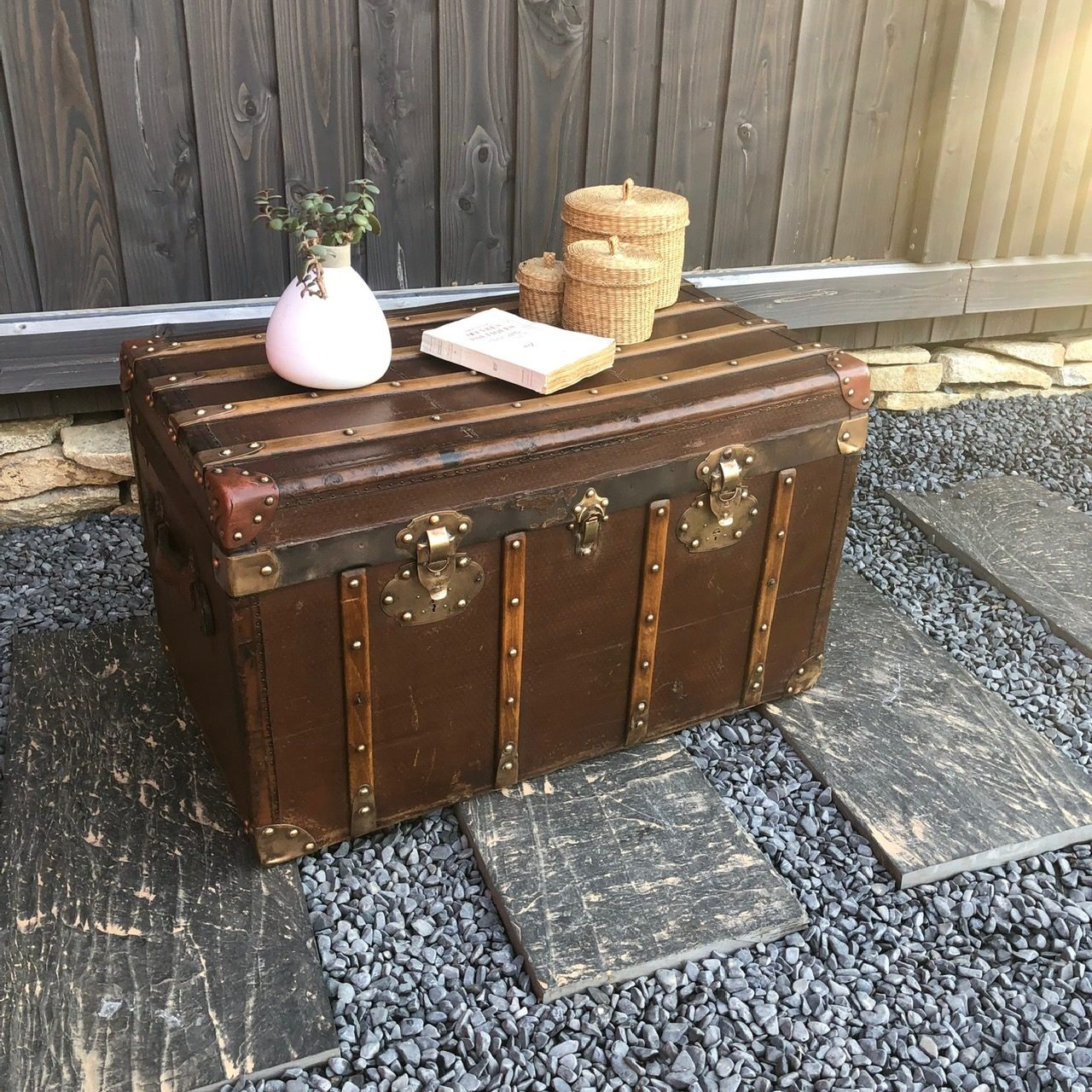 Malle de voyage en bois et cuir - Ma valise en carton