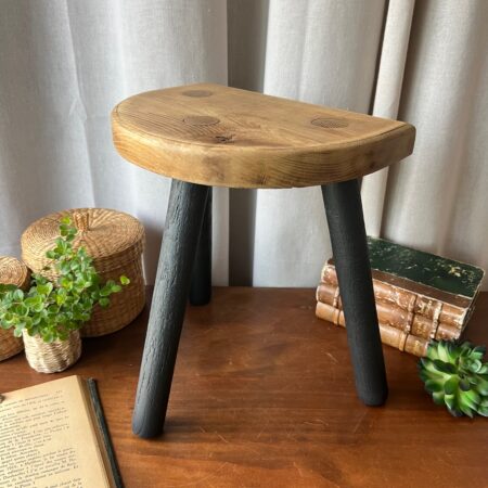 Tabouret tripode bois & noir