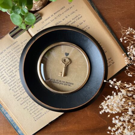 Cadre bombé rond "La clé du bonheur'