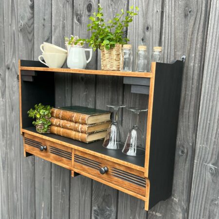 Étagère murale art déco, bois & noir