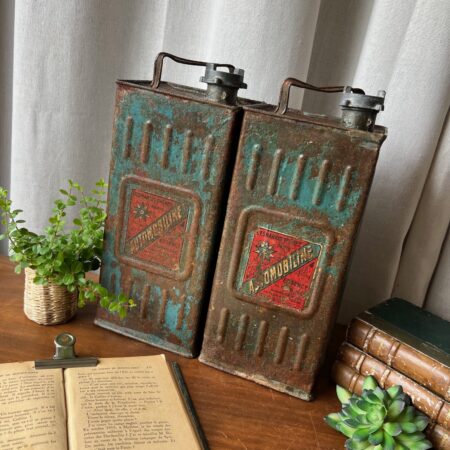 Duo d'anciens bidons "Automobiline"