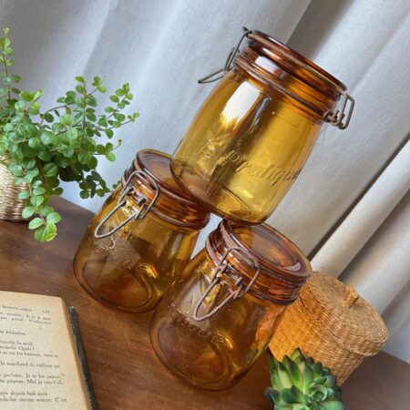 3 bocaux en verre ambré "Le pratique" 75 cl