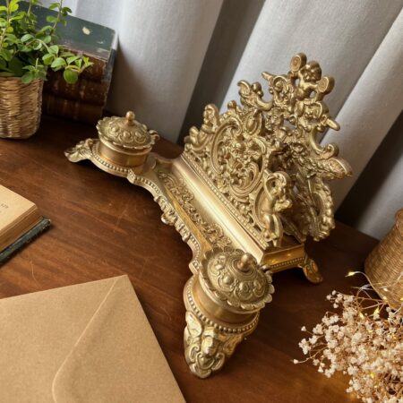 Ancien range-courrier & encrier en laiton