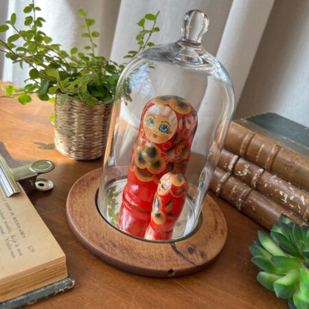 Cloche avec plateau miroir ancien