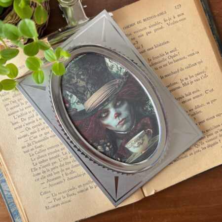 Cadre à poser "Cambau Inox", médaillon ovale et plaquage bois