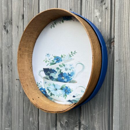 (création) Tamis en bois "Les tasses bleues"