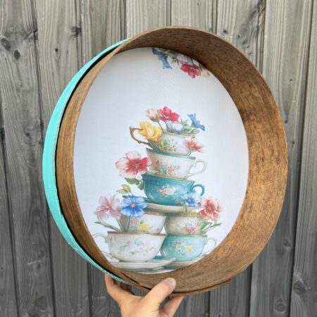 (création) Tamis en bois "Les tasses turquoises"