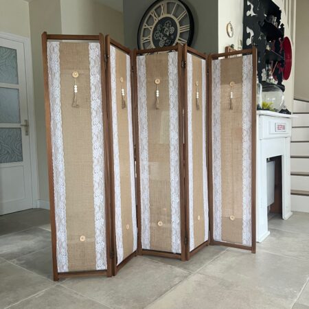 Paravent ancien restauré, 5 pans