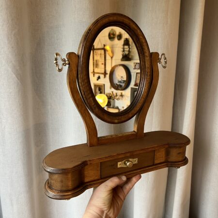Petit miroir psyché en bois et laiton