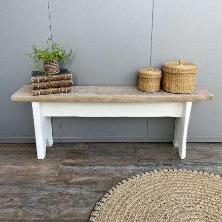 Petit banc ancien bois & blanc