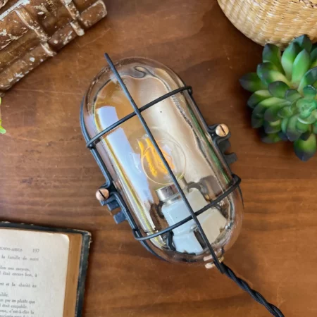 Lampe de coursive "bloc" en fonte & verre