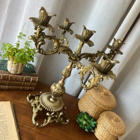 Grand candélabre rocaille en bronze à cinq branches