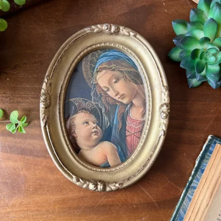 Cadre ovale vintage - Reproduction de La Madone du Livre de Botticelli