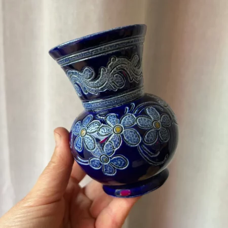 Petit vase en grès d'Alsace bleu cobalt