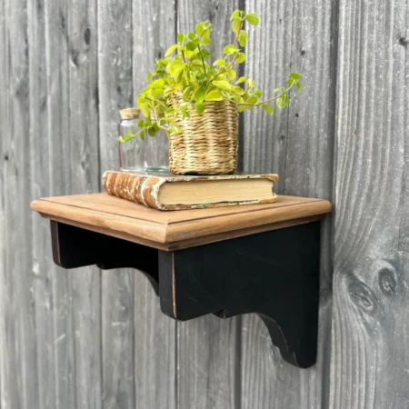 Petite étagère murale en chêne - bois naturel & noir patiné