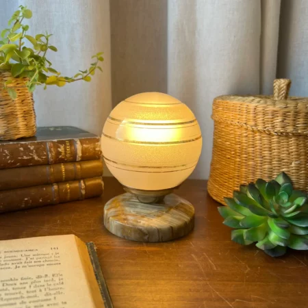 Mini-lampe Art déco en verre et marbre