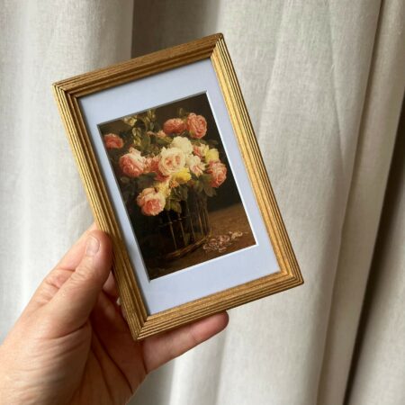 Cadre doré "Petit bouquet de roses"