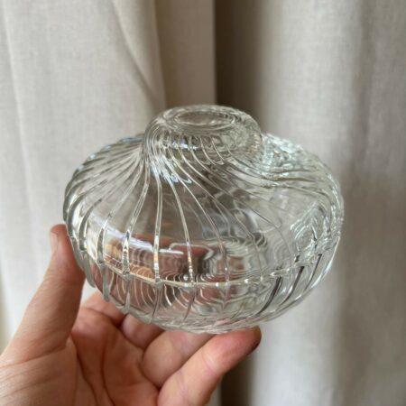 Sucrier vintage en verre moulé - Décor torsadé