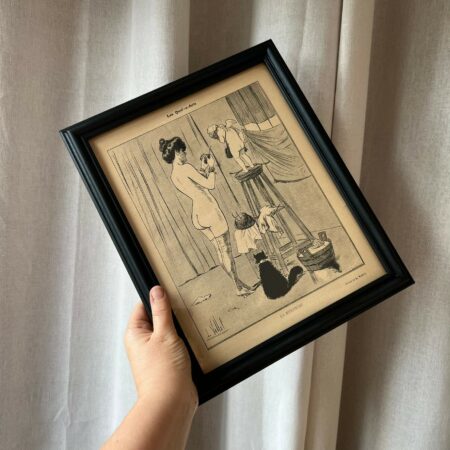 Cadre vintage "La Sculpture", illustration ancienne de Louis Vallet