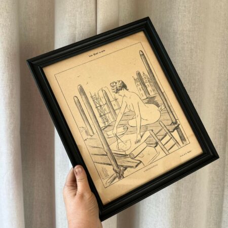 Cadre vintage "L'Architecture", illustration ancienne de Louis Vallet