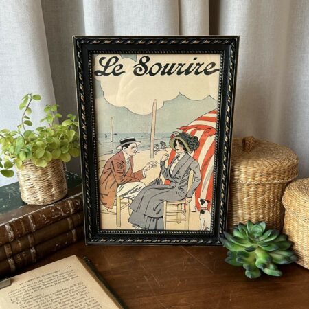 Cadre ancien "Badinage à la plage" - Le Sourire, 1909