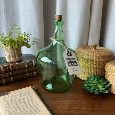 Bonbonne ancienne 2 litres en verre vert foncé
