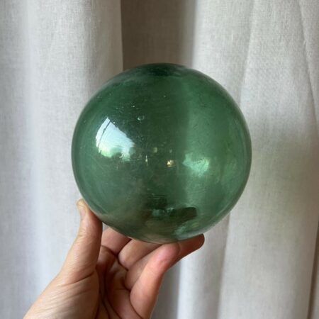 Ancien flotteur de pêche en verre vert authentique